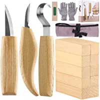 Fuyit Herramientas de Talla de Madera - 17 piezas Conjunto de Herramientas con Cuchillo de Gancho- Cuchillo Whittling…